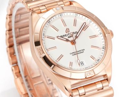 Breitling Chronomat Automatic 36MM Imported 2824 Movement Rose Gold Bracelet White Watch